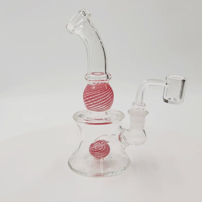 7" Hole Perc Striped Rig Bong