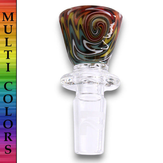Pulsar Color Swirl 14mm Male Bowl Head Ring Handle