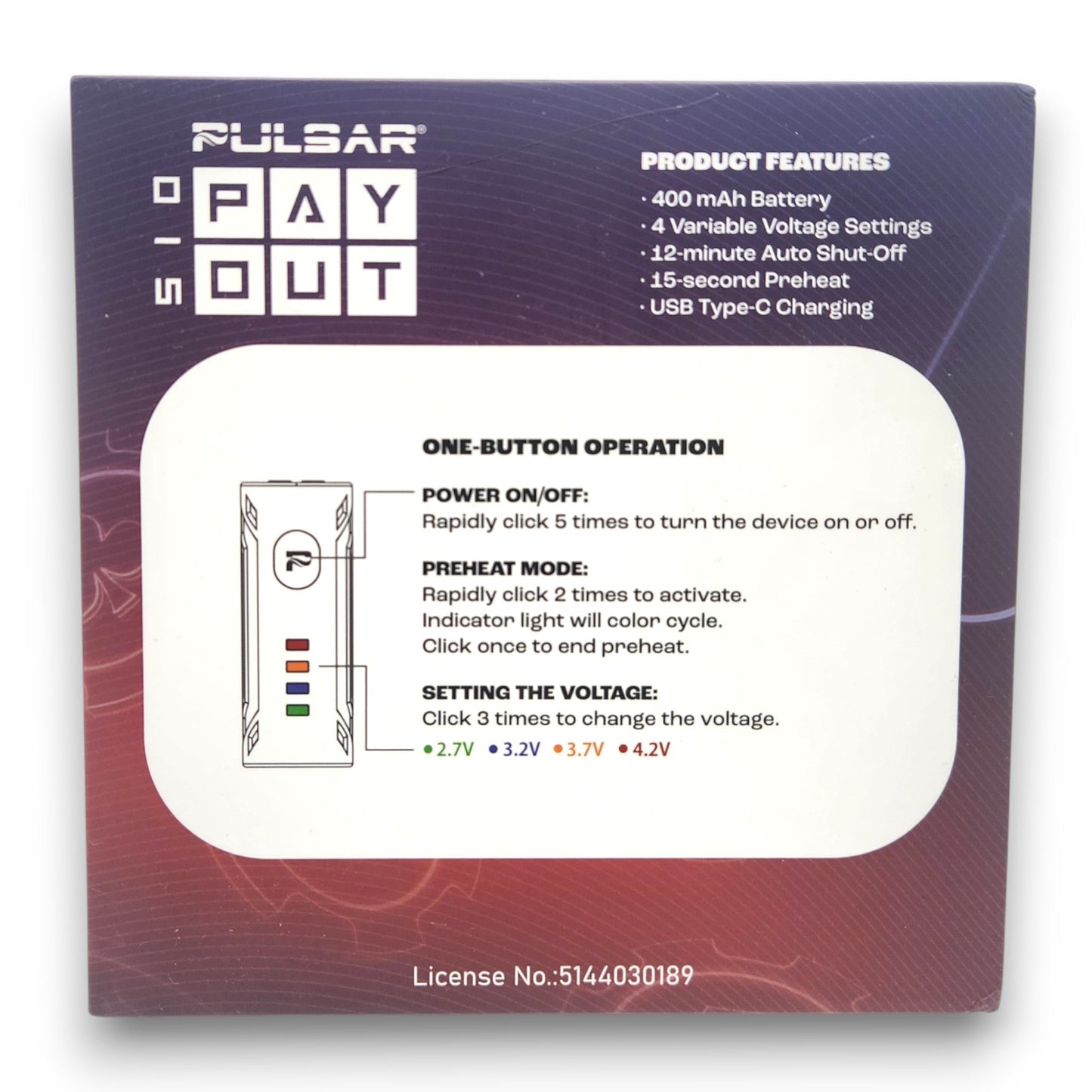 Pulsar Payout 510 Cart Battery