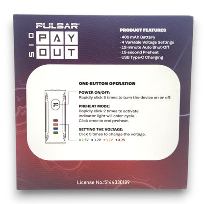 Pulsar Payout 510 Cart Battery