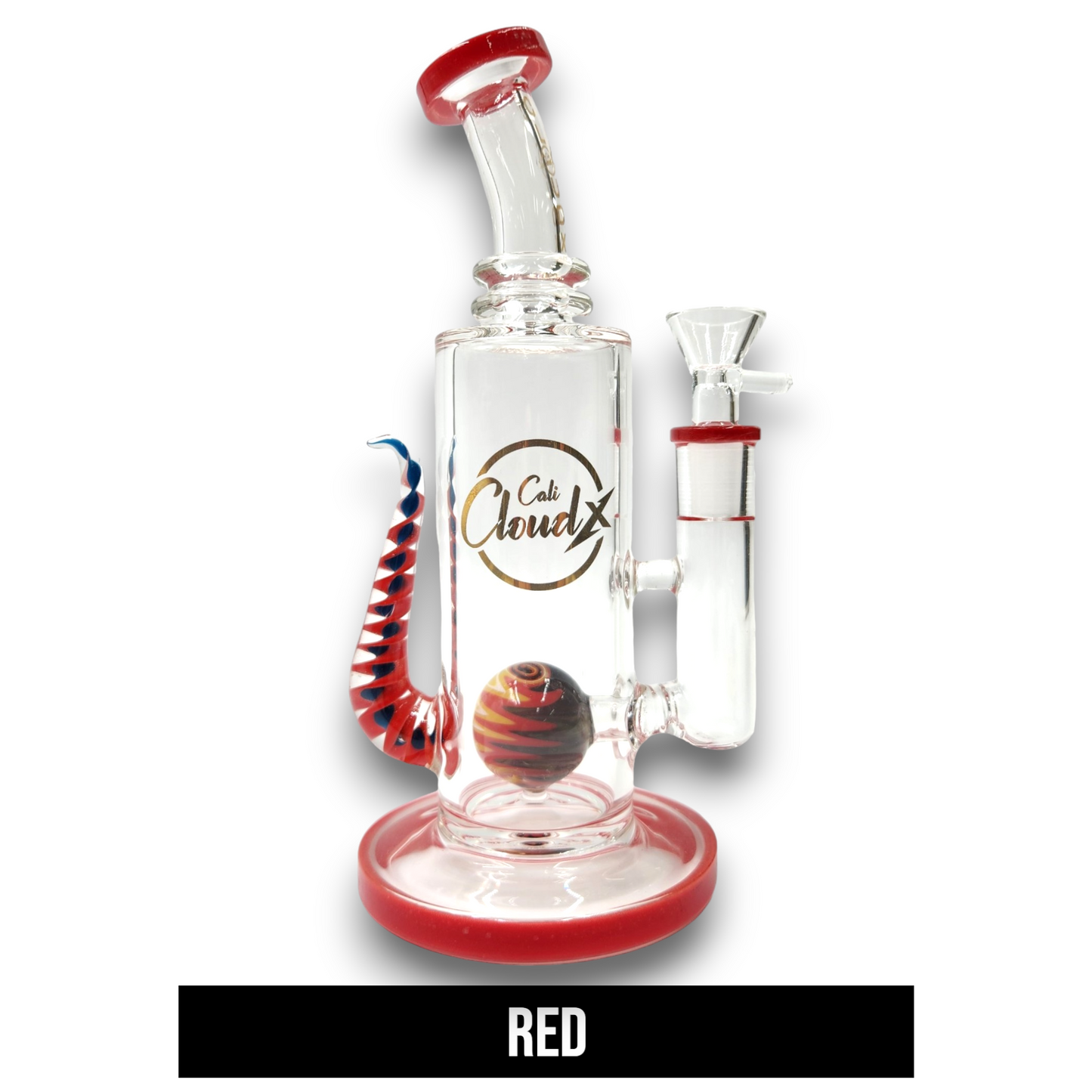 8" Cali CloudX Tail Straight Tube Percolator Bong