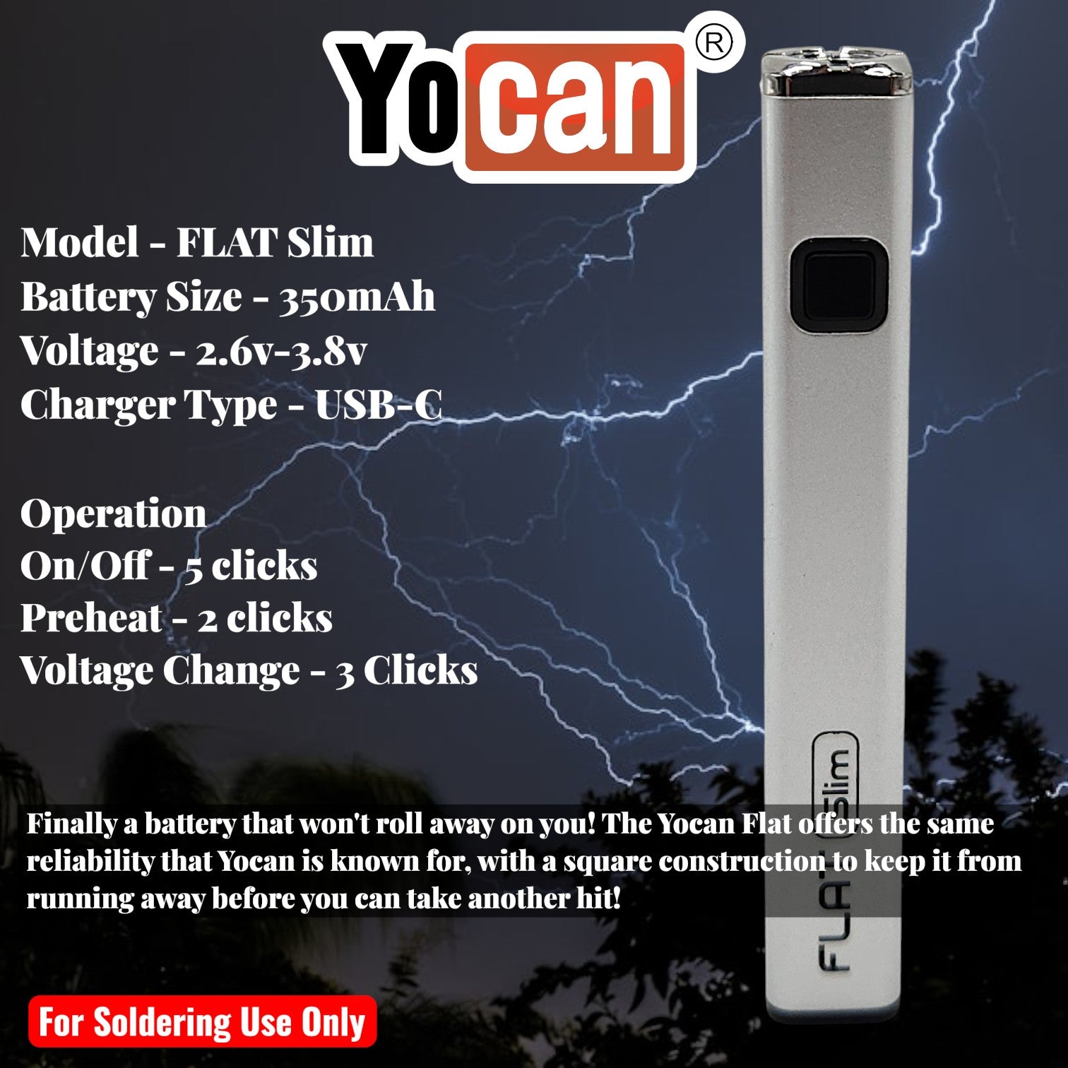Yocan Flat Slim 510 Battery